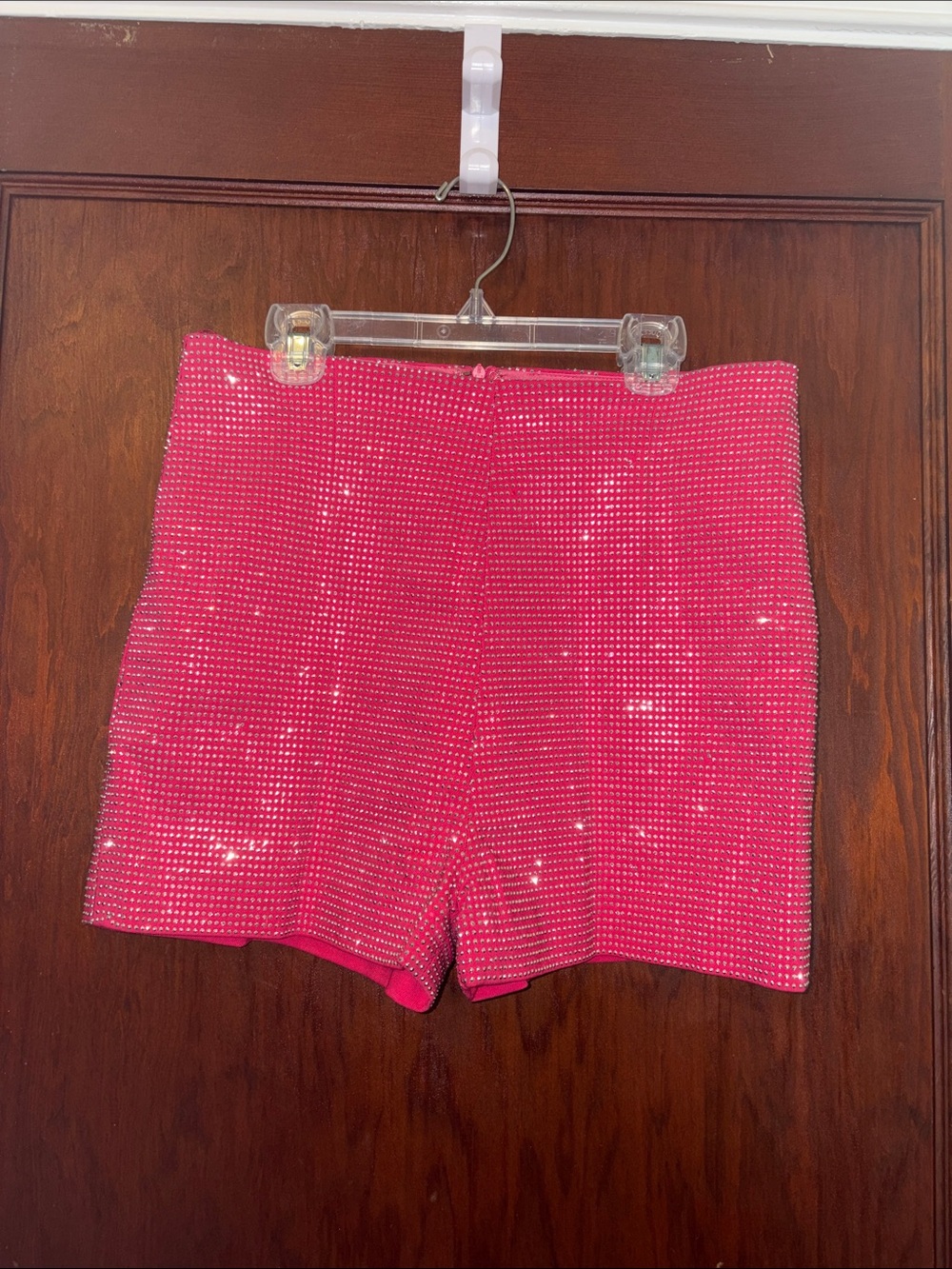 Sequin High-Waist Shorts in Hot Pink